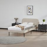 en.casa Gestoffeerd bed Porvoo met bedbodem 90x200 cm beige