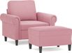 vidaXL Fauteuil met voetenbank fluweel rose