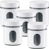 Zeller Voorraadpot - 6x - 600 ml - wit - met venster - luchtdicht