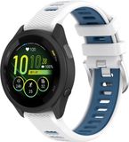 Strap-it Sport siliconen smartwatch bandje 20mm - Wit/blauw