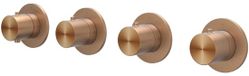 IVY Concord Afbouwdeel Inbouwthermostaat met 3 Stopkranen Symmetry met Ronde Rozetten - RVS 316 Geborsteld Mat Koper PVD