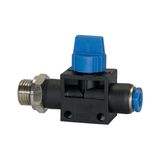 Riegler Afsluitklep "Blaue serie", steekaansluiting, G 1/4 a., voor slot-buiten-Ø 12 mm, werkdruk max. 15 bar, kunststof/messing vern.