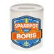 Bellatio Decorations Kinder spaarpot met naam - Boris - keramiek - met dop - wit