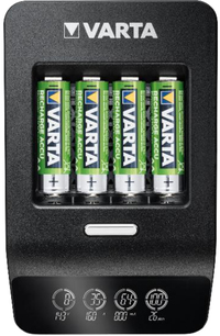Varta Batterij Oplader - Voor AA/AAA Batterijen - Zwart - Met LCD Display & 4 AA Batterijen