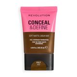 Revolution Conceal & Define Soft Matte Tube Foundation, F3.7NW | Volledige Coverage, Matte Afwerking, Veganistisch & Diervriendelijk, Warme Huidtinten, 23ml
