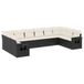 vidaXL 10-delige Loungeset met Kussens, Poly Rattan, Zwart