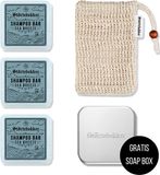 Störtebekker® Premium Doucheset Hair - Vaste shampoo (100 g x3), sisalzakje + GRATIS aluminium zeepdoosje