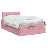 vidaXL Ottoman Bed with Mattress and Headboard, Pink, 120 x 200 cm, Velvet