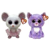 TY - Knuffel - Beanie Buddy - Nina Mouse & Cassidy Cat - Meerkleurig