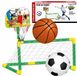 WOOPIE Panier de basket 2-en-1 : but de football + ballon de basket - Multicolore