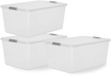 IRIS Boîte de rangement avec clips - 40L - Transparent/Gris - Lot de 3