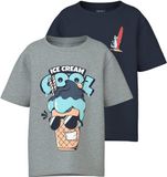 Nmmvagno NAME IT NMMVAGNO 2P SS LOOSE TOP Jongens T-shirts Korte mouw Katoen Grijs Melange Maat 92