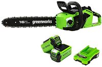 Greenworks Greenworks Accu Kettingzaag GD40CS18 (Li-Ion 40V 20 m/s kettingsnelheid 1,8kW Vermogen 40cm zwaard lengte 180ml olie tank volume krachtige borstelloze motor incl. 2x 2Ah accu en lader)