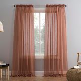 No. Erica No. 918 Voile Sheer Curtain Rod Curtain, Polyester, Cedar Orange, 51 in x 84 in Panel