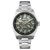 Ingersoll The Vert Mens 43mm Automatic Watch with Skeleton Dial and Stainless Steel Bracelet, Green, Bracelet
