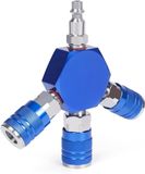 Merkloos / Sans marque Luchtverdeler - Persluchtverdeler - Gereedschap Aansluiten - 3 Uitgangen - 1/4 NPT - Blauw
