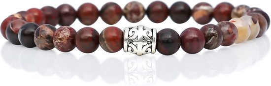 FortunaBeads Basic Red Agate Armband â€“ Heren â€“ Natuursteen â€“ Medium 18cm