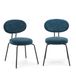 COLAMY Moderne stoffen eetkamerstoelen, set van 2, Mid-Century gestoffeerde eetkamer- en keukenstoelen met gebogen rugleuning, zwarte metalen poten, ronde zitting, groen