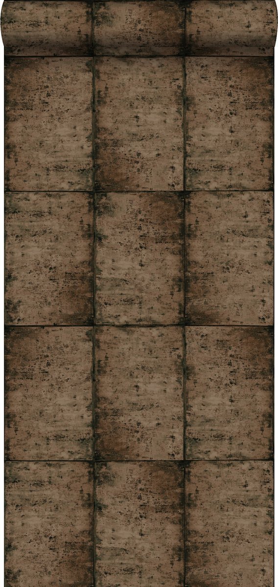 Esta Home behang zinken platen vergrijsd bruin - 138881 - 53 cm x 10,05 m