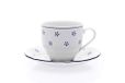 G. Benedikt Tasse à café avec soucoupe, Porcelaine tchèque, Verona, 250 ml, Valbella bleu