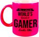 Bellatio Decorations Shoppartners Bv This is what the worlds greatest gamer looks like - cadeau koffiemok - theebeker - 300 ml - gamer cadeau - tekst mokken - Roze - Keramiek