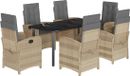 vidaXL 7-delige tuinset met kussens, polyrotan, beige