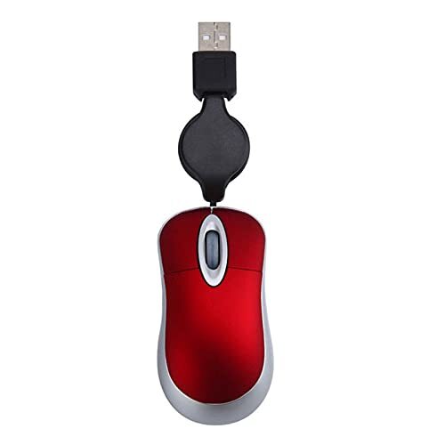 TWDYC Leuke bedrade muis, intrekbare USB-kabel, ergonomisch, geschikt voor Office Computer PC Laptop Gaming Mouse (rood)