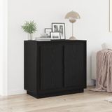 vidaXL Dressoir Zwart Eiken 80 x 40 x 75 cm Bewerkt Hout