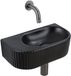 QeramiQ Fuente lavabo – demi-rond – 40x21.5x12 cm – sans trou de robinetterie – robinet gunmetal – nervuré
