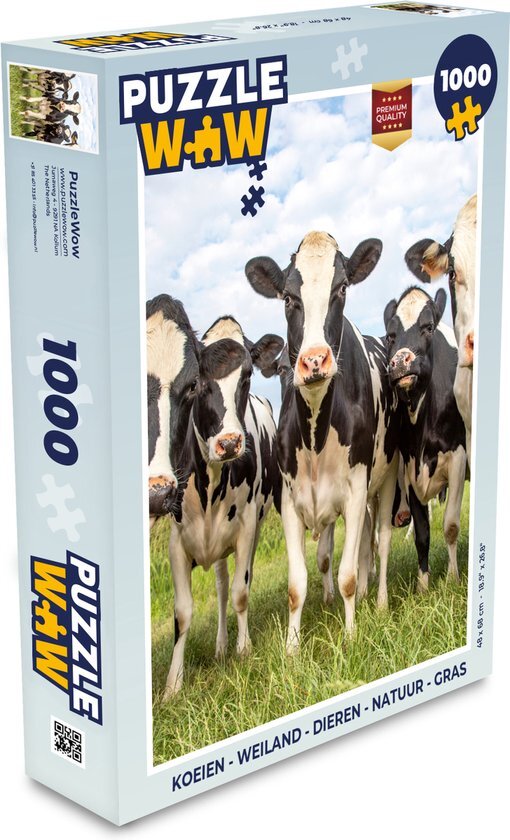 MuchoWow Puzzel Koeien - Weiland - Dieren - Natuur - Gras - Legpuzzel - Puzzel 1000 stukjes volwassenen - Sinterklaas cadeautjes - Sinterklaas voor grote kinderen