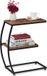 Merkloos Relaxdays bijzettafel industrieel, 2 etages, u vorm, salontafel metaal & houtkleur, HBD: 57,5x47,5x25 cm, bruin
