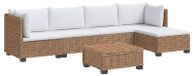 vidaXL : Ensemble de salon de jardin en rotin avec 6 pièces et coussins, modèle GENDT, rotin naturel