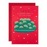Hallmark Kerstkaart voor oom - Grappige Sprouts Design met zilveren folie