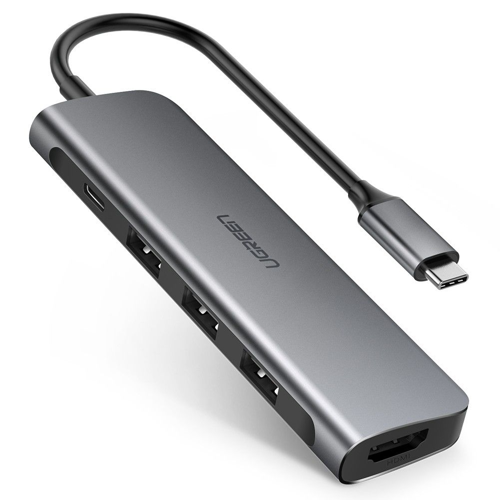 UGREEN 5-in-1 USB-C Hub - USB 3.0 / USB-C / HDMI - Black/Grey