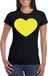 Bellatio Decorations Dames T-shirt met hartprint en gele glitter - Zwart/Geel - Maat XL