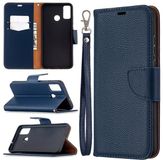 Merkloos Huawei Honor 9X Lite Litchi Textuur PU Leather Flip Case met Houder & Kaartsleuven & Portemonnee & Lanyard (Donkerblauw)