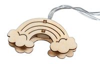 Rayher 69235159 LED-lichtketting met houten regenboog, lichtgeel, 175 cm, 10 LED's, batterij met timerfunctie, natuur, normaal