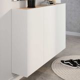Germania Halkast Lydia - 138x25x87cm - 3 Deuren - Wit/eikdecor
