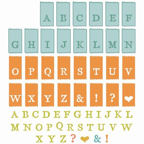 Sizzix Clear Stamp Set A5 with Framelits Die Tab Stamp Alpha 70pcs