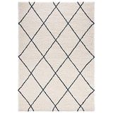 Mint rugs Hoogpolig vloerkleed geruit Feel - crème/petrol 80x150 cm