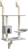 vidaXL Kattenmeubel wandgemonteerd met krabpaal 153 cm lichtgrijs