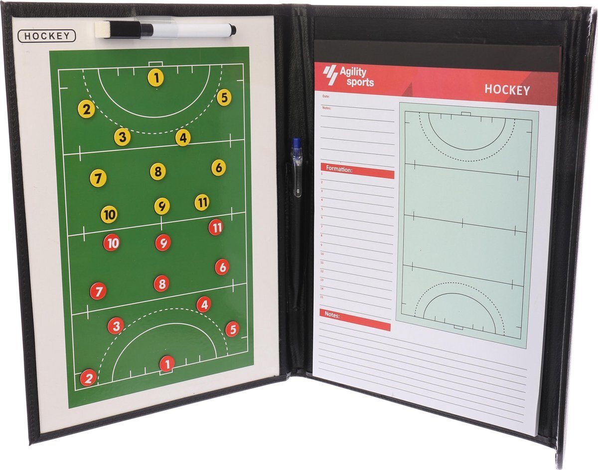 Agility Sports tactiekmap hockey 44 cm kunstleer zwart