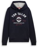 Tom Tailor Hoodie-sweatshirt met logoprint - Maat S - Sky Captain Blue