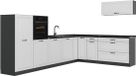 Vicco Hoekkeuken R-Line, Wit landelijk/Antraciet, 327 cm zonder werkblad