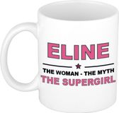 Bellatio Decorations naam cadeau mok - Eline - Woman Myth Supergirl - koffiemok - 300 ml - collega - moederdag