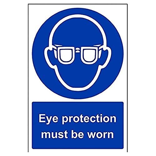 V Safety VSafety 41041AU-S "Oogbescherming moet worden gedragen" Verplicht PPE-teken, Zelfklevend, Portret, 200 mm x 300 mm, Blauw