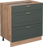 Vicco Fame-Line Keukenonderkast – 80 cm met 3 laden, zonder werkblad Groen-Goud Landhuis