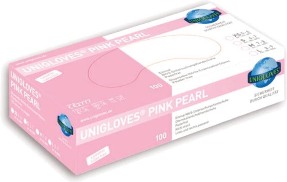 Unigloves Pink Pearl Nitril Latex-vrije handschoenen - Large