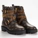 GUESS Ornina Dames Enkellaarzen Bruin Leer Plateauhak Ritssluiting Gesp Ronde neus Dierenprint