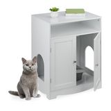 Relaxdays Kattentoilet, 2 zijopeningen, open vak, HLP: 73,5 x 60 x 43,5 cm, wit